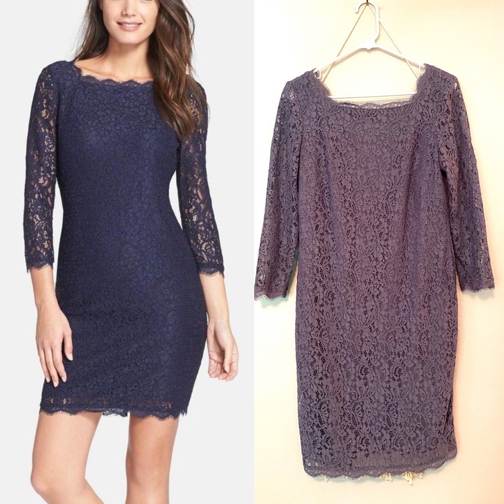 Adrianna Papell Scalloped Lace Sheath Dress - Picture 1 of 3